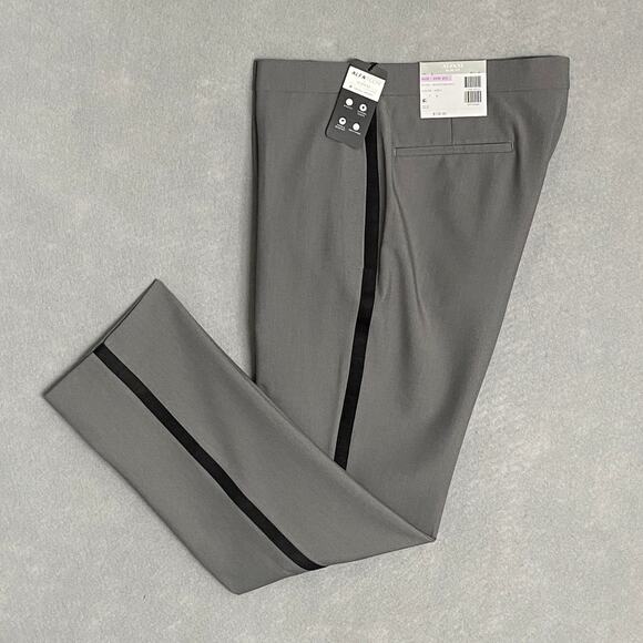 Alfani Men's 32x30 Tuxedo Pant Slim Fit Stretch Grey w/Black Stripe NEW